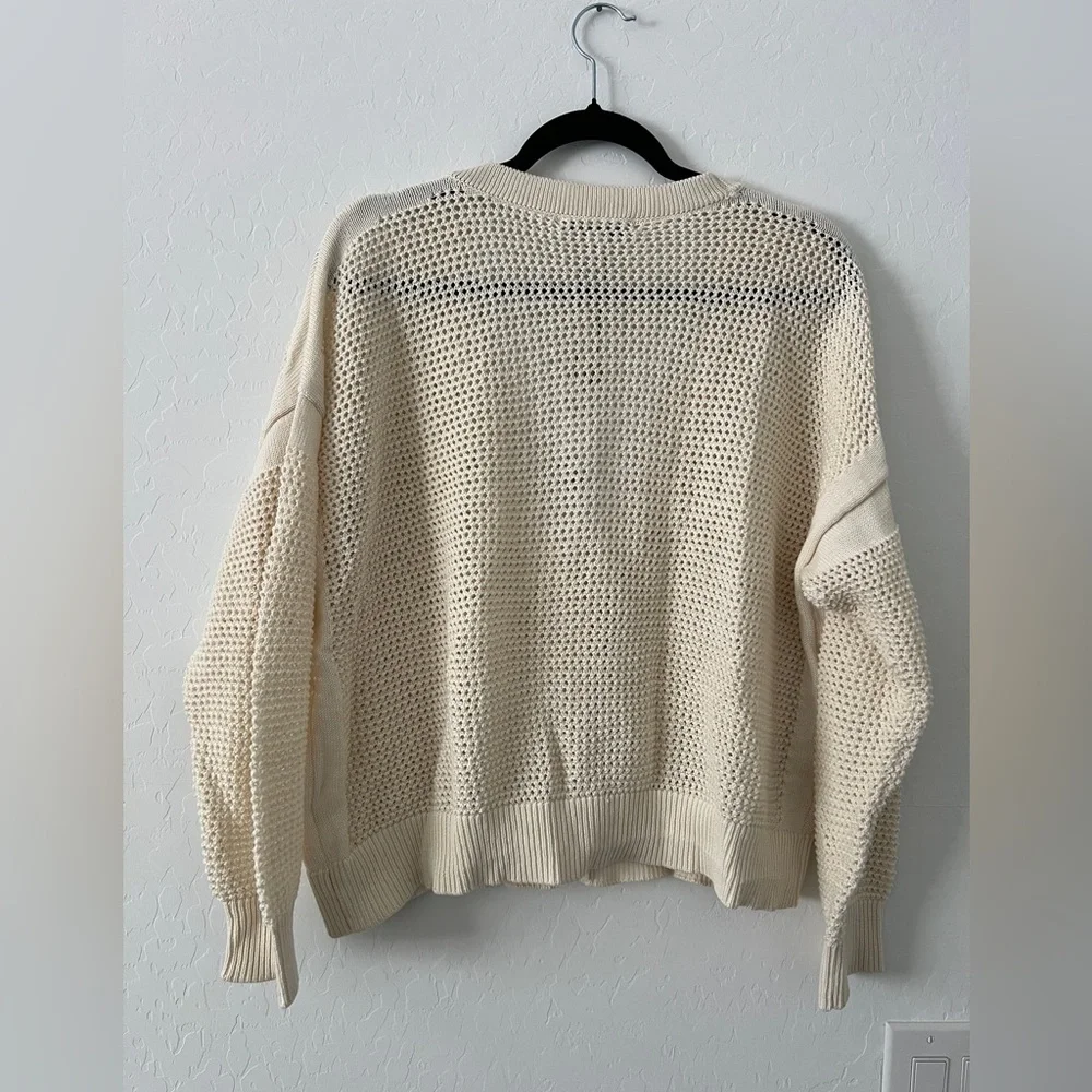 Elizabeth and James Open Knit Cardigan XXL Cream Cotton Button Front NWT - Picture 2 of 6